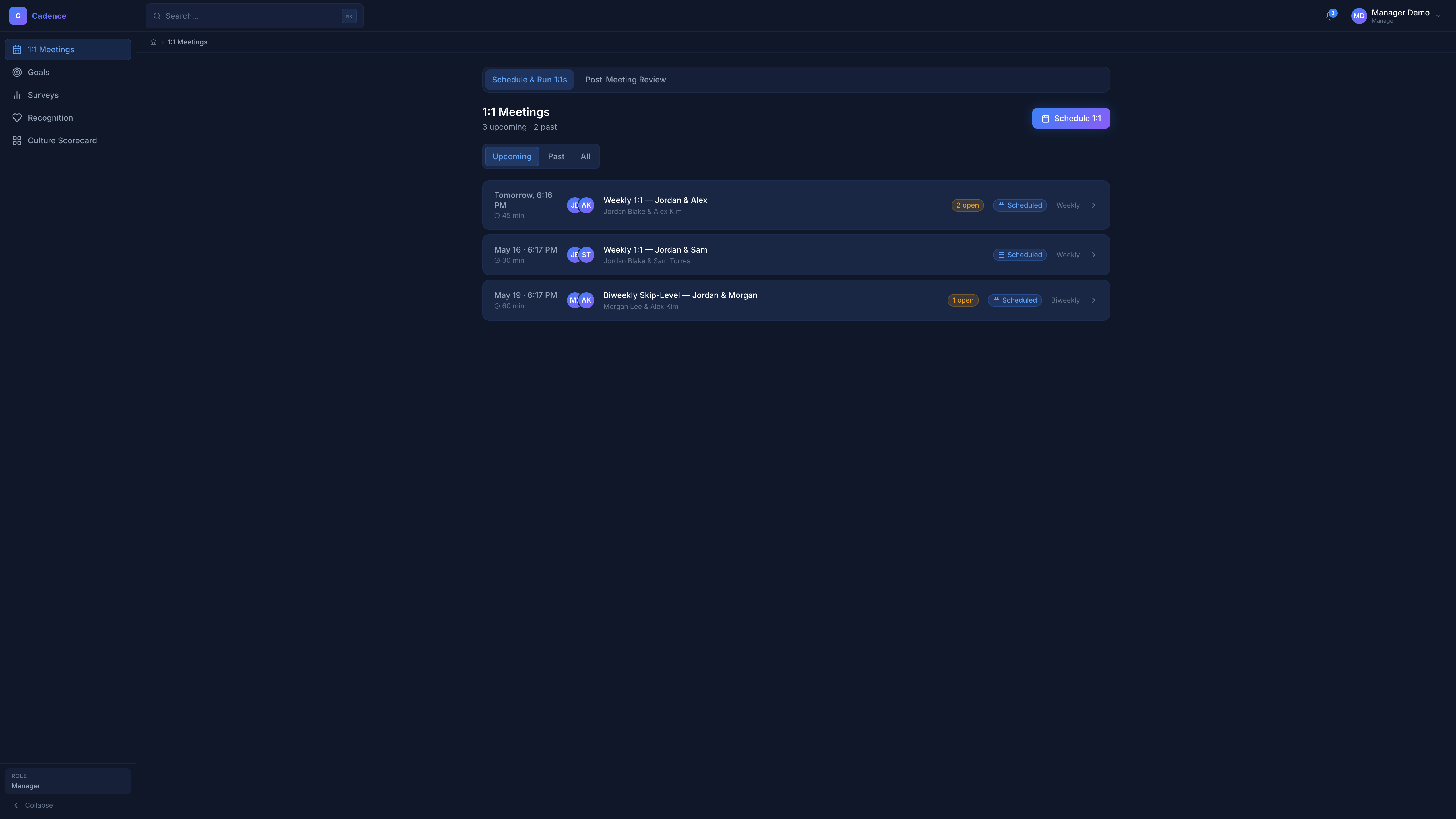 Manager team health product screenshot